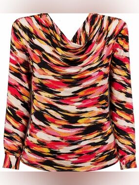 Vero Moda Curve Abstract Print Cowl Neck Blouse 2X